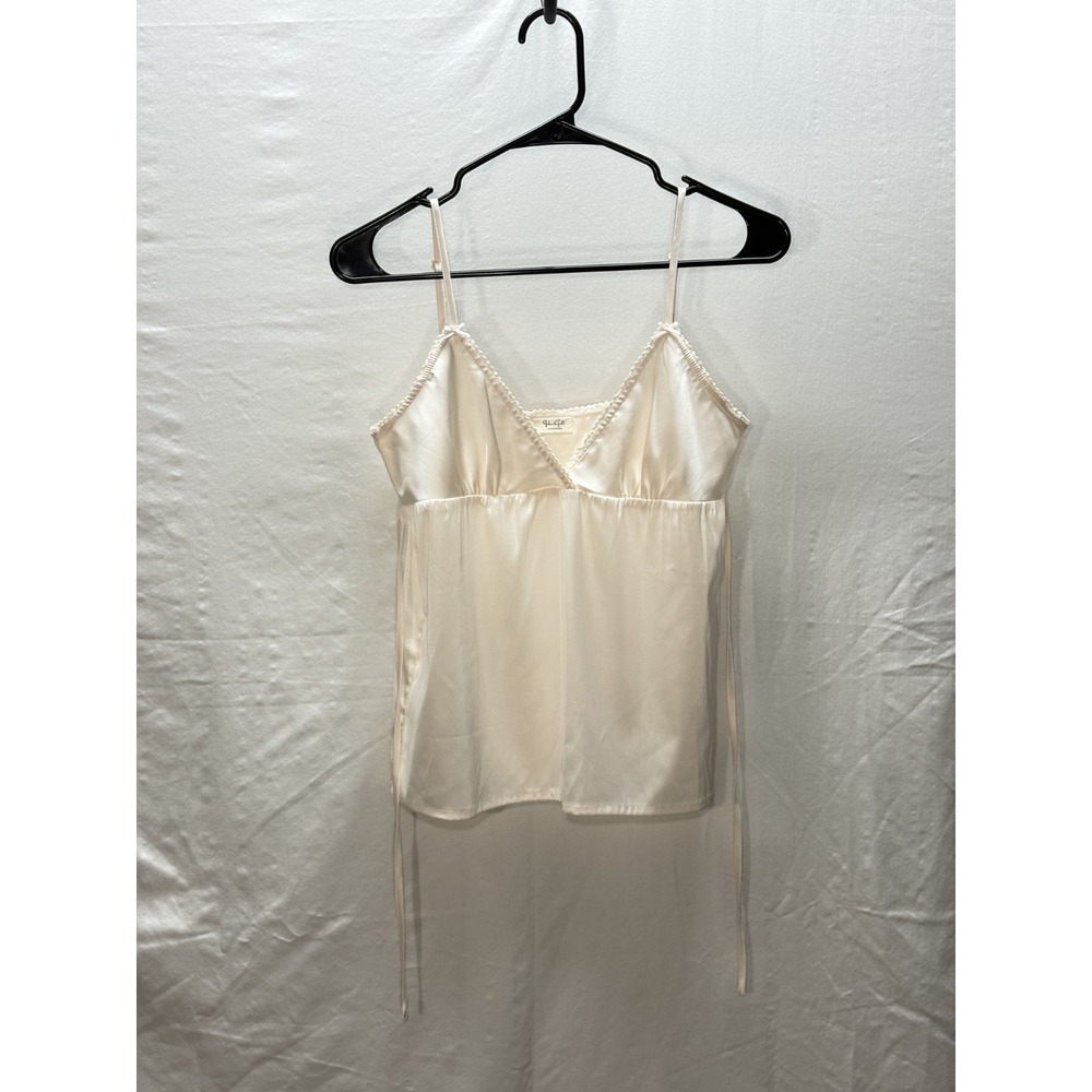 Brandy Melville/J. Galt Cream Lace Trim Tie Back Camisole Tank Top Womens OS